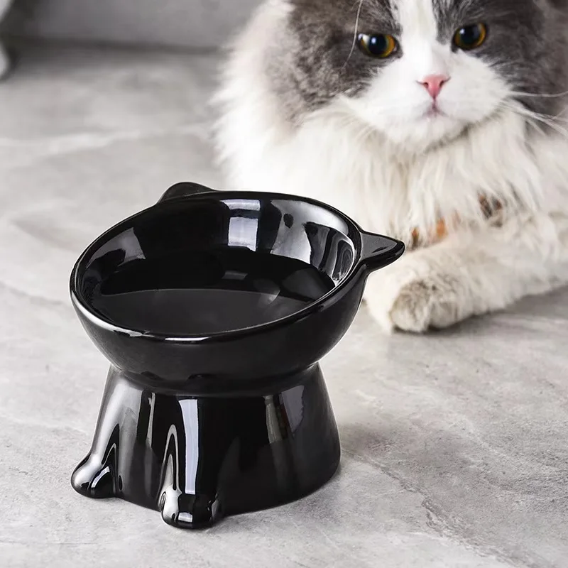 15 °   Neigbare Erhöhte Katzennapf aus Kunststoff, Anti-Erbrechen-Nackenschutz-Fressnapf, Kippsicherer Futternapf für Katzen und Kätzchen