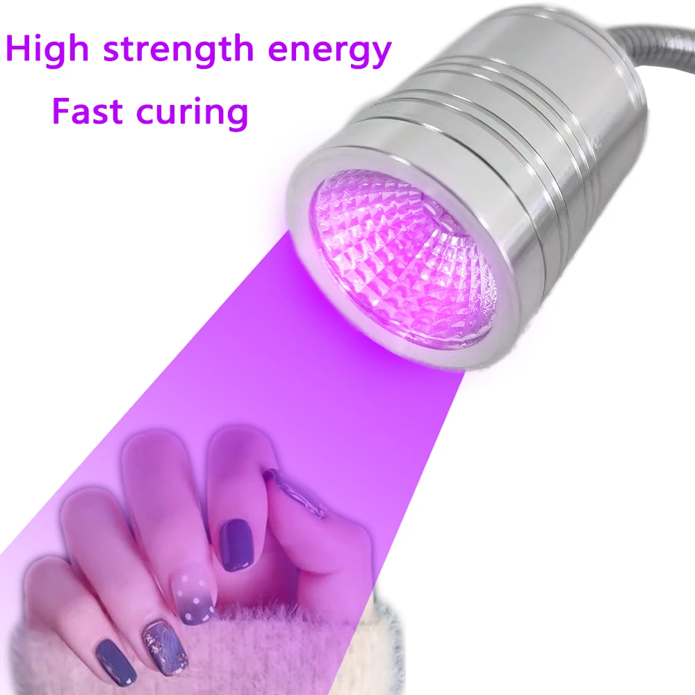 

High power 10W Silver UV Fixed Clip Curing Lamp Nail And Eyelash Glue Shadow Free Ink Glass Acrylic Curing Lamp