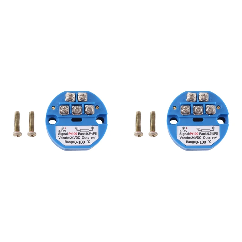 

2X PT100 Type To 0-10V 0-100 Degree RTD Input 0-10 A Output DC24V Thermal Resistance Temperature Transmitter