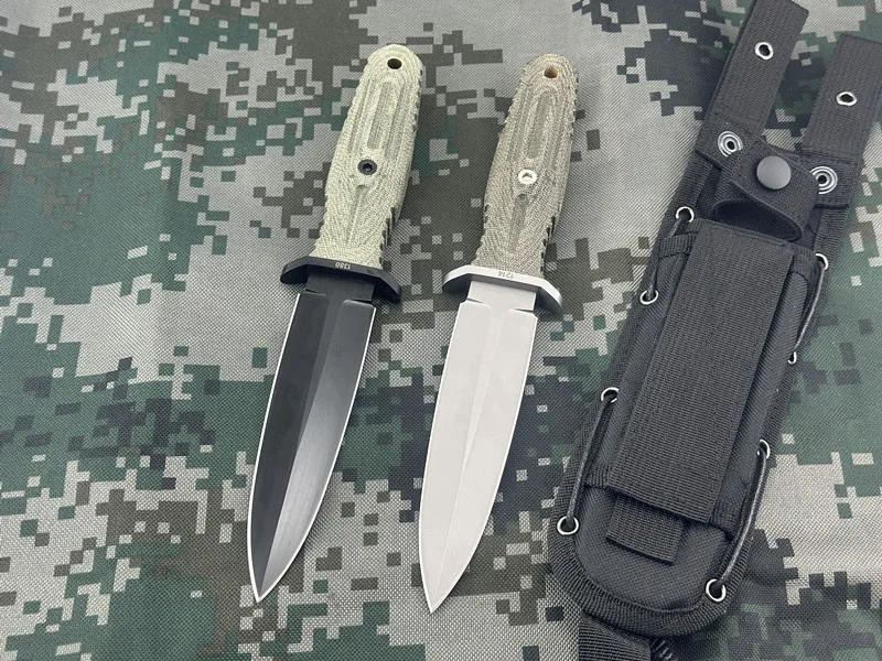 Squisito coltello dritto a doppio taglio, coltello tattico con manico Mikta, coltello da sopravvivenza da combattimento speciale multifunzionale