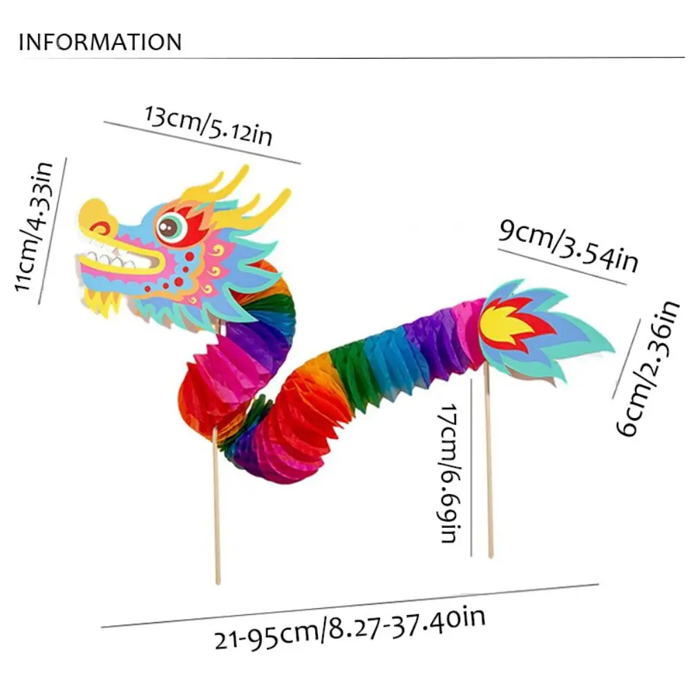 Zodiac Kids DIY Dragon Dance Toy Blessing Ethnic Handheld Dragon Dance Craft Lucky Decorative Chinese Style Paper Dragon