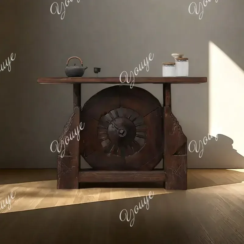 

Q Solid Wood Strip Case Carved Case Table B & B Xuanguantai Hotel End View Table Feng Shui Middle Hall Table