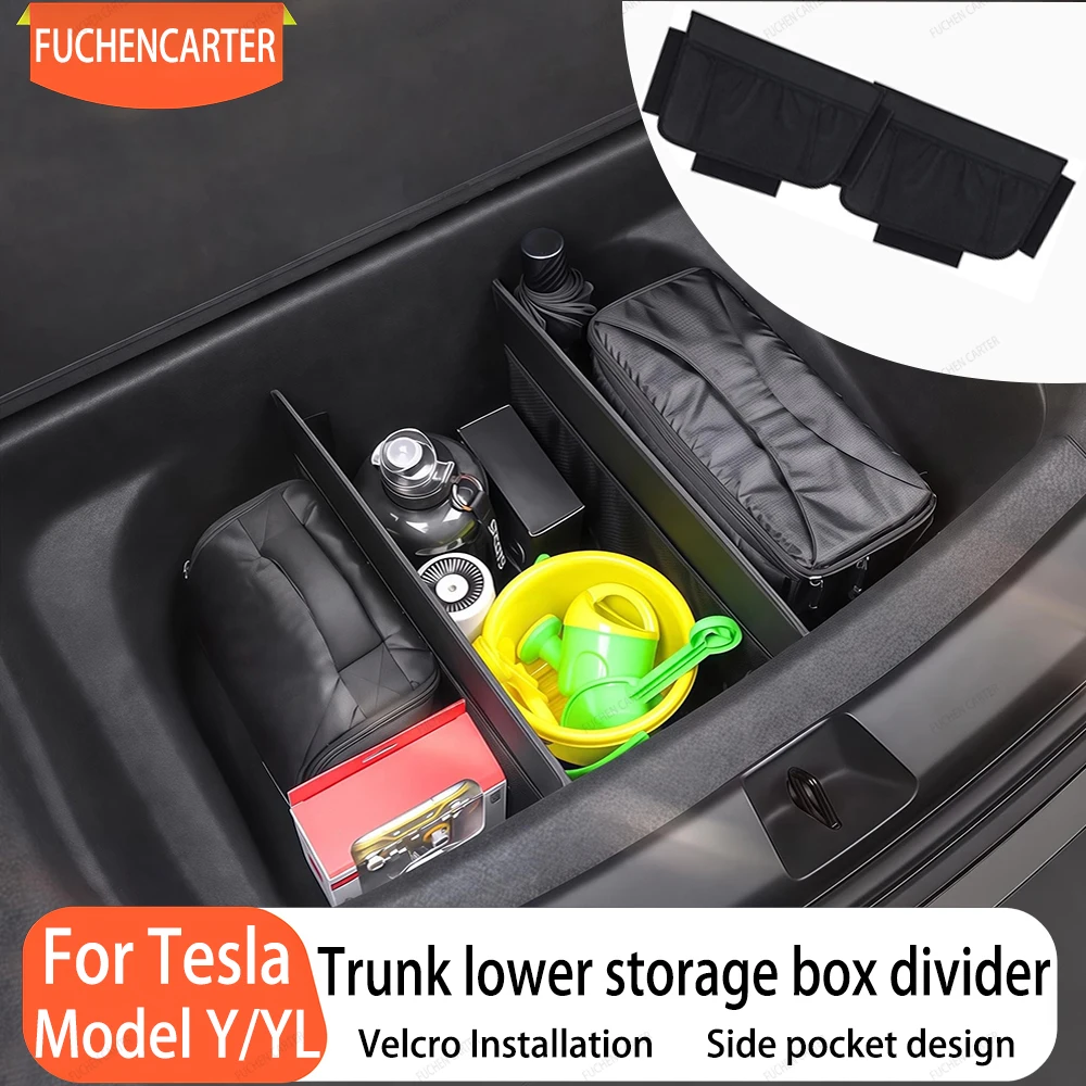 For Tesla Model Y/YL Juniper 2020-2026 Lower partition panel of trunk Multifun ctional storage box Storage Organiser Accessories