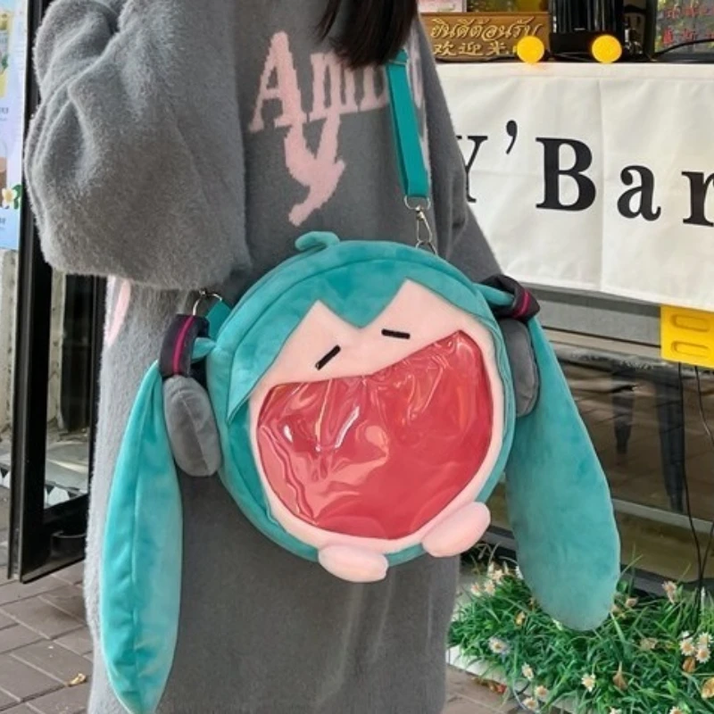 日本のかわいい初音ミクぬいぐるみショルダーバッグクリエイティブ漫画大きな口の形初音周辺機器ポータブル収納袋ギフト