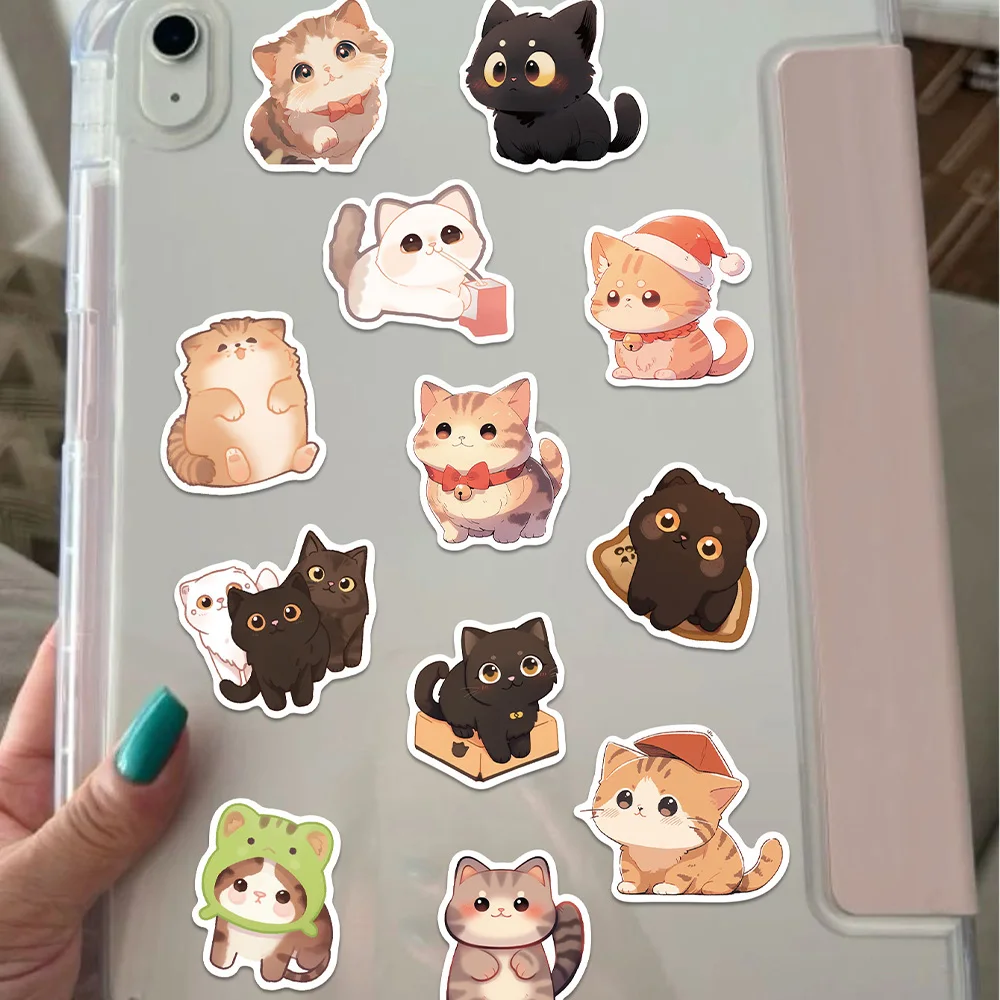 50pcs Big Eyed Cat Sticker Cartoon Cute Kitten Decal For Laptop Phone Case Diary Envelope Label Magazine PVC Sticker Party Gift view 5