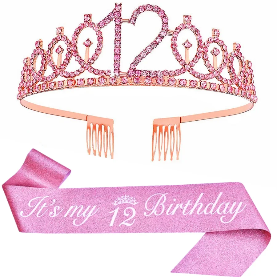 Geburtstags-Tiara-Krone-Schärpe für Frauen und Mädchen – „Es ist mein 4., 5., 6., 7., 8., 9., 10., 11., 12., 13., 15., 16. Geburtstag“ – Partydekoration – Detail 7