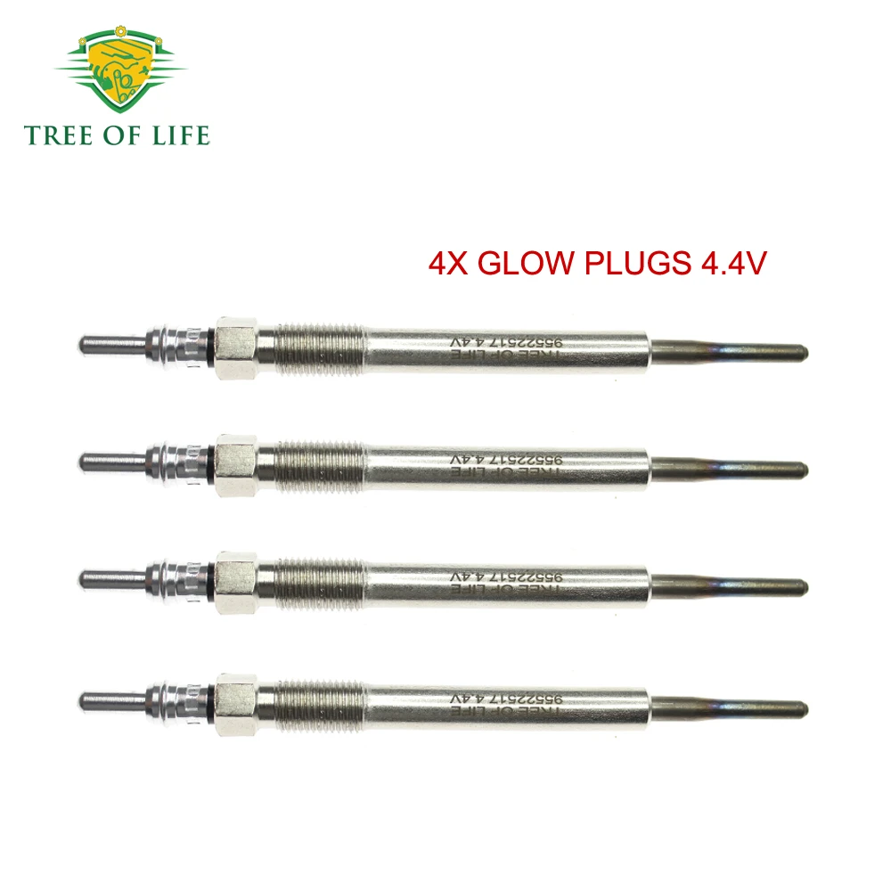 4X Glow Plugs 4.4V For Fiat 500 Punto Doblo Idea Panda Lancia Ypsilon Musa Alfa Romeo MiTo 1.3 D Multijet 55238404 55210051