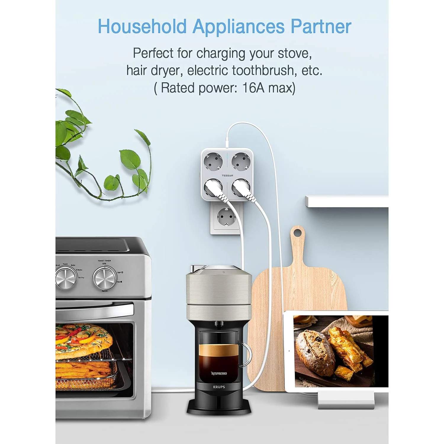 TESSAN Европейская универсальная USB-розетка 5 В, адаптер питания, портативная настенная розетка 3600 Вт для Франции, Кореи, Испании, Израиля, Польши