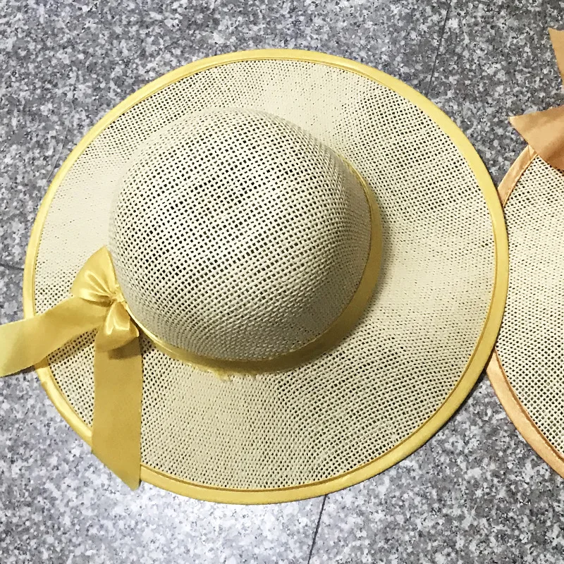 

Новая женская бумажная ткань подходит для подарка на день рождения подруге, модного украшения с бантом, шляпы с большим карнизом для взрослых.