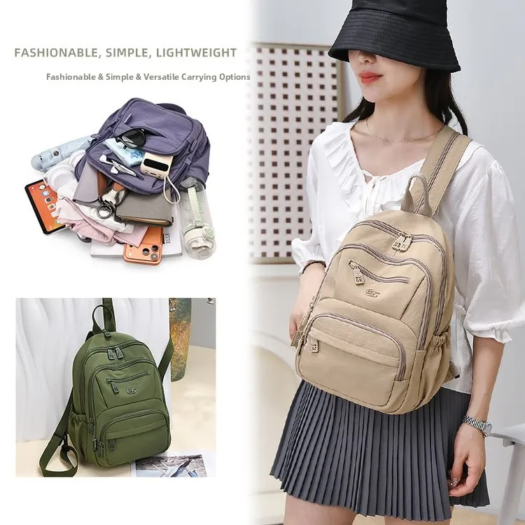 Women's Large Capacity Canvas Backpack 2026 New Style Travel Oxford Cloth Multi-layer Lightweight Bookbag Outdoor Functionality