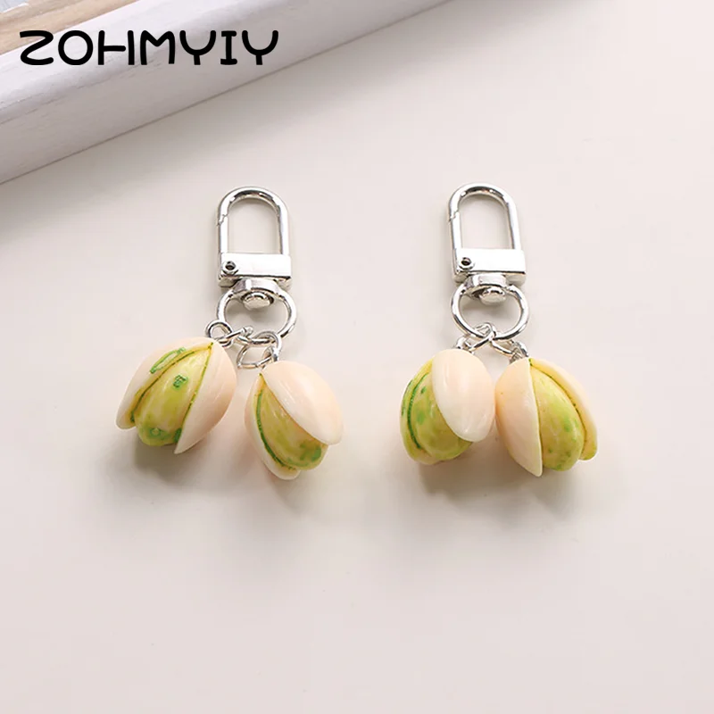 1:1 Pistachio Keychain Creative Food Series Personality Backpack Pendant Cute Lady Pendant Trinket Simulation Food