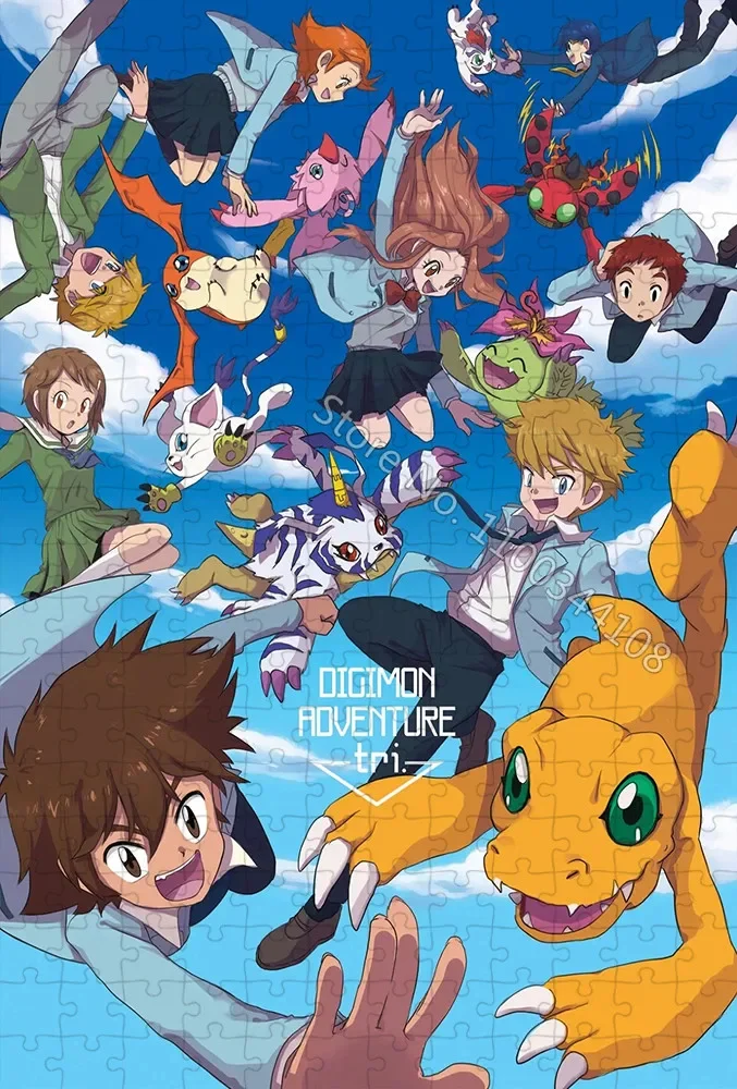 Digimon Adventure Jigsaw Puzzle pour enfants, Anime Digital Monster Toys, Intelligence Game, 300 PCs, 500/1000 PCs