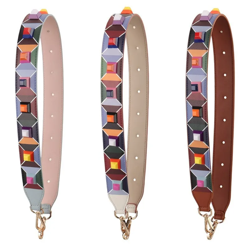 

Кожаный плечевой ремень, сменные ремни для сумки через плечо, красочные заклепки, женская сумка, ремень, женский кошелек, аксессуары «сделай сам», ширина 4 см
