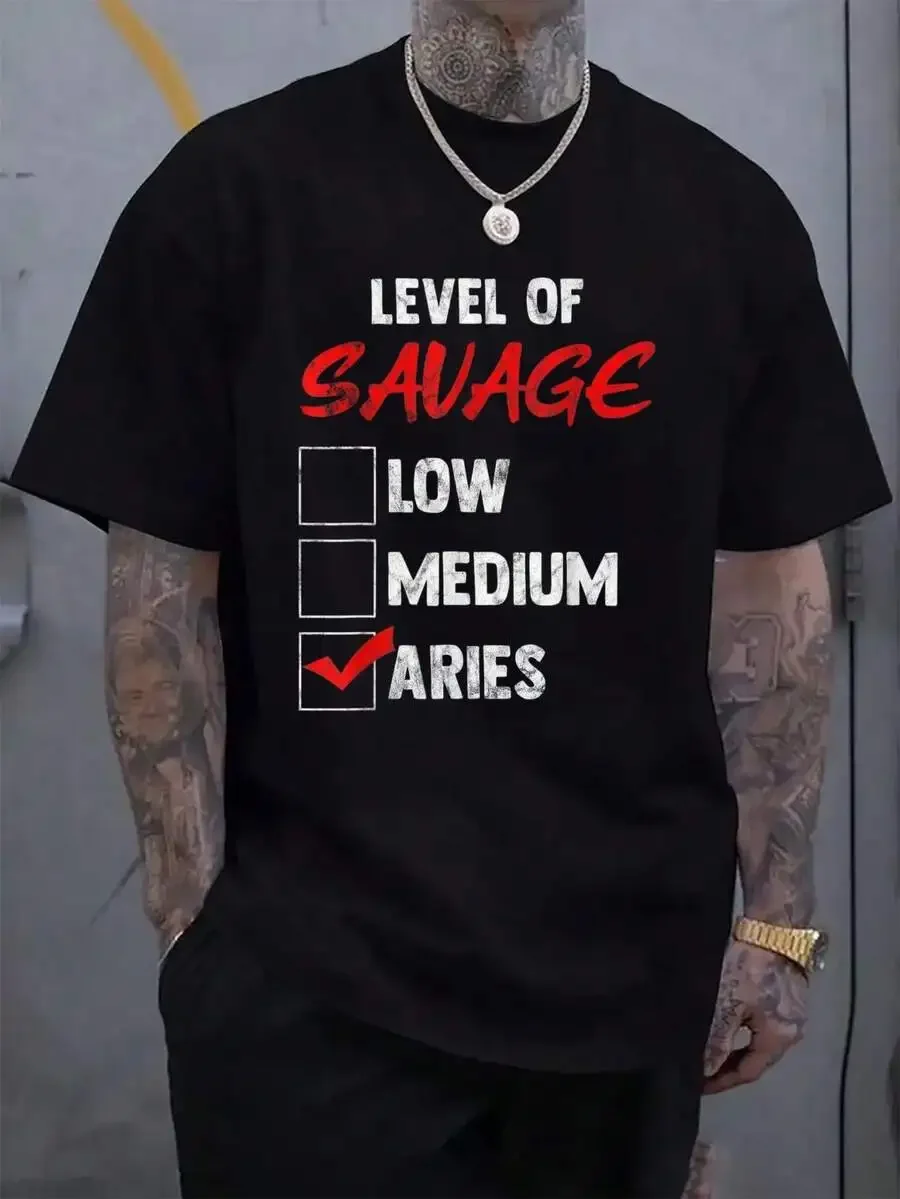 100% Cotton Aries Birthday Gift Bday Celebrants T-Shirt Men's Black Vacation Crew Neck Short Sleeve Holiday T-Shirt Summer Tee