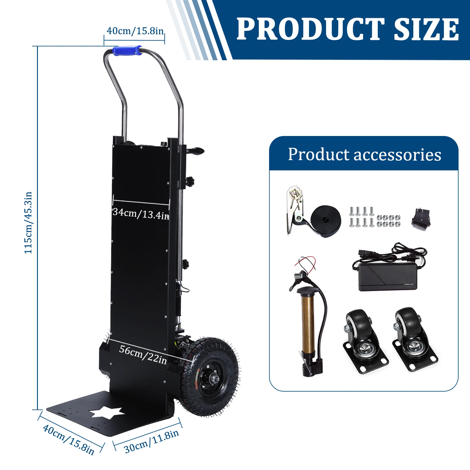 

Heavy Duty Stair Climbing Dolly 1500W Motor 880lbs Load Capacity with Safety Rope for Moving Furniture Fridge Appliance