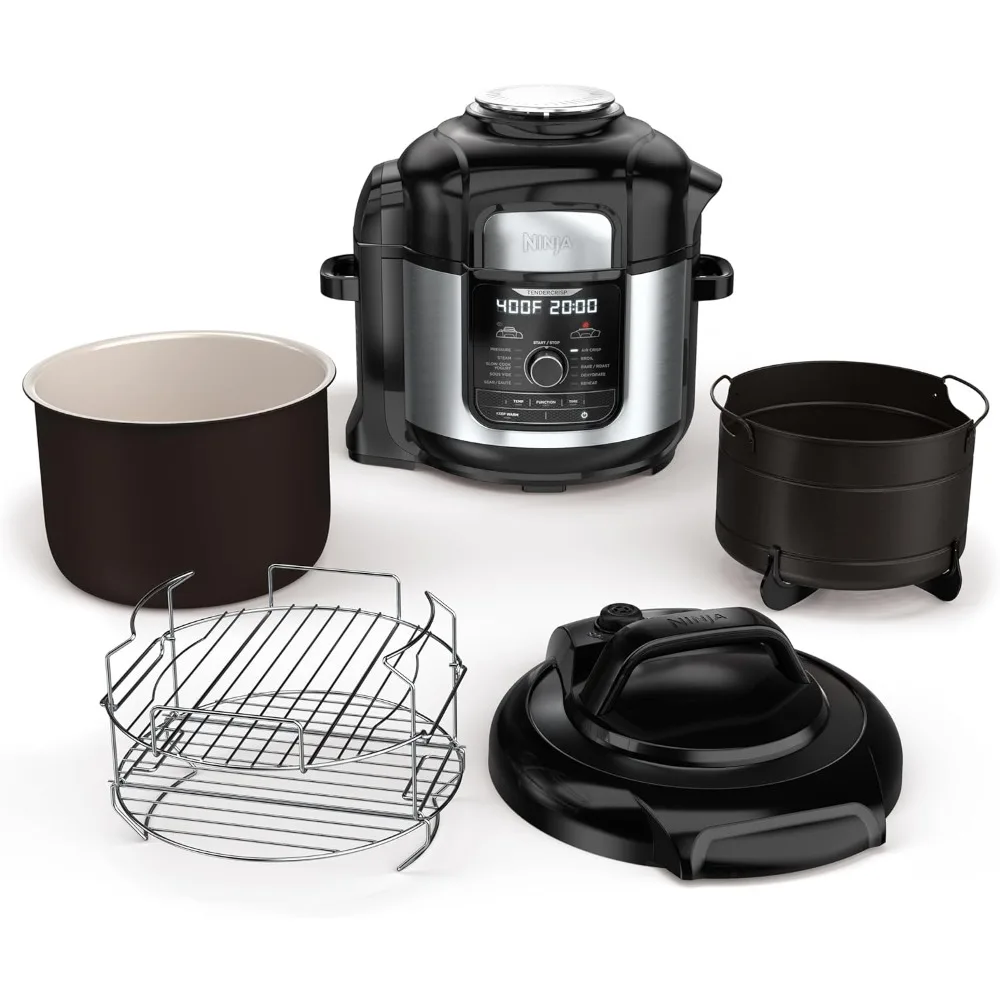 

12-in-1 Deluxe XL 8 qt. Pressure Cooker & Air Fryer that Steams, Slow Cooks, Sears, Sautés, Dehydrates & More,Silver