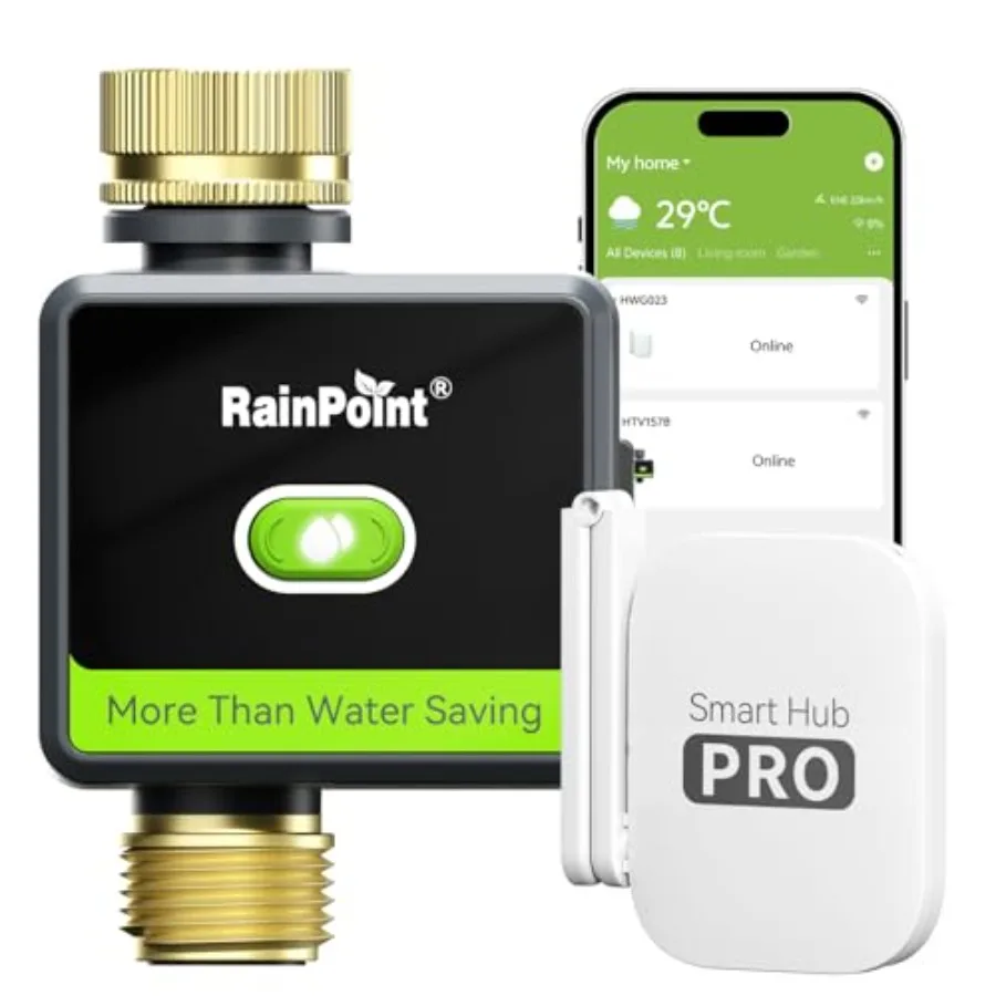 

WiFi Water Hose Timer for Garden Use Brass InletOutlet Black Smart Automatic Irrigation System with Gateway for Lawns and Yard