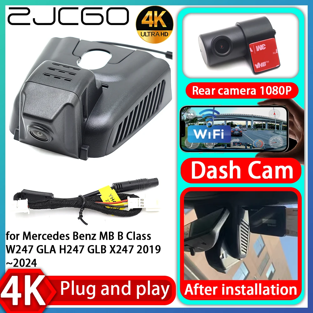 ZJCGO for Mercedes Benz MB B Class W247 GLA H247 GLB X247 2019-2024 4K 2160P Plug and Play DVR Dash Cam Camera Video Recorder