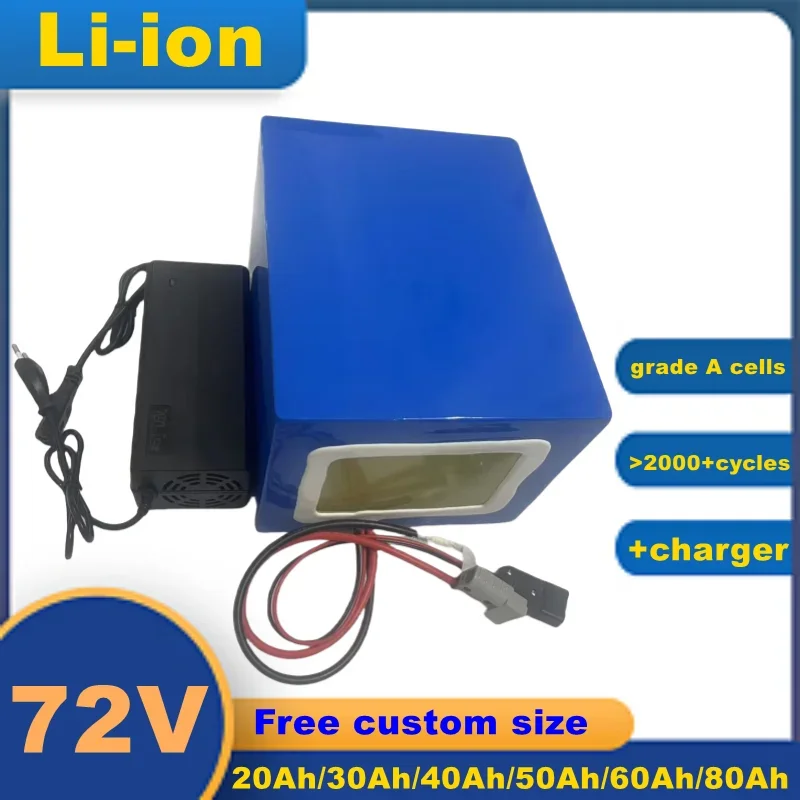 

Batterie lithium-ion 72V, 20//30/40/50/60/80 Ah, pour alimentation de secours, moteur 3000W, deux roues, moto, tricycle
