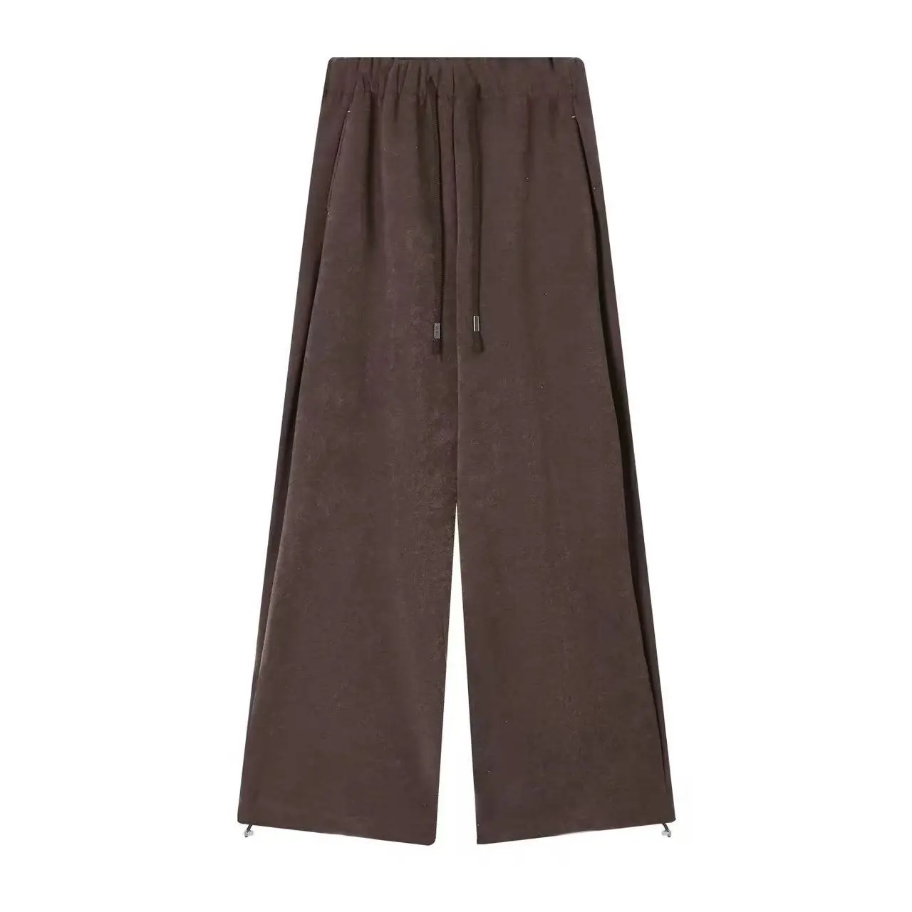 

Темно-коричневые повседневные брюки с завязками на талии для женщин, удобные свободные брюки, модная повседневная одежда