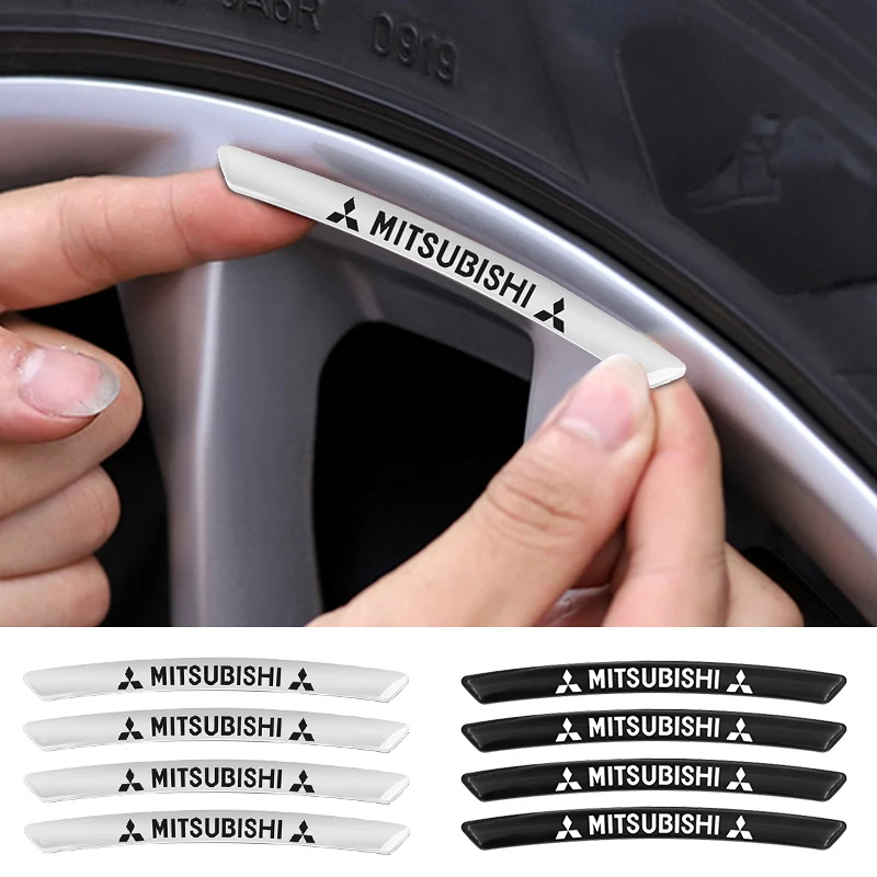 4Pcs Car Wheel Eyebrow Sticker Car Logo Car Wheel Sticker For Mitsubishi Colt Xpander ASX L200 Triton Outlander Pajero Lancer