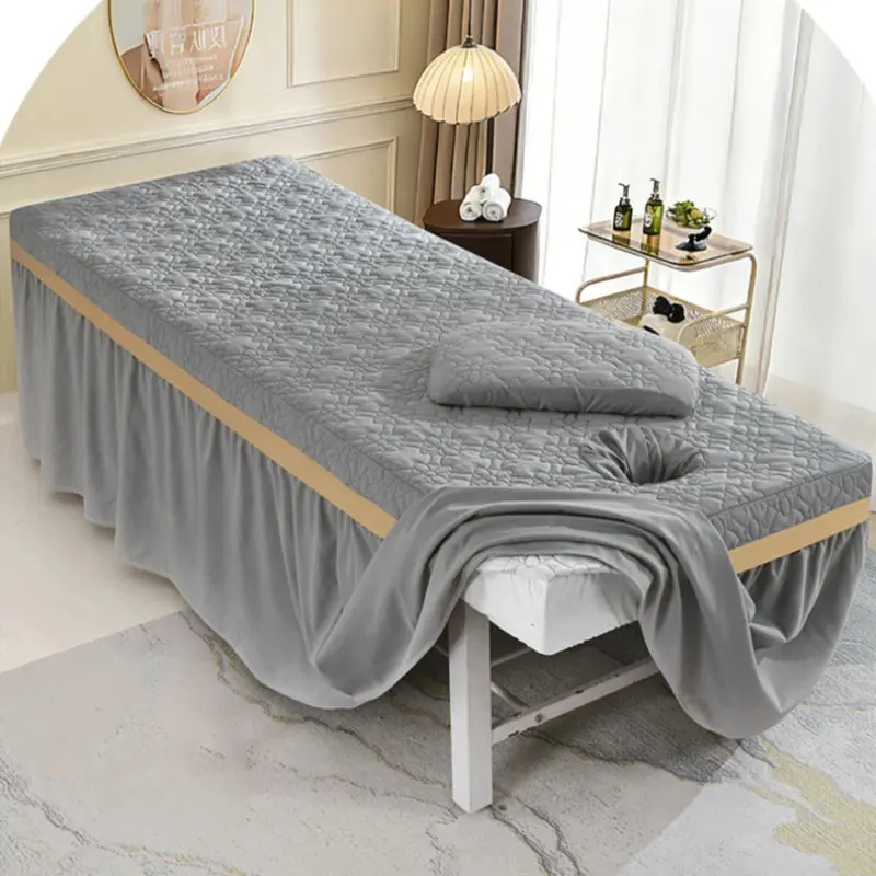 60/70/80cm Beauty Salon Bed Cover Skin-friendly Comfort Cotton Fitted Bed Sheet Skirt For SPA Massage Therapy Bed With Holes