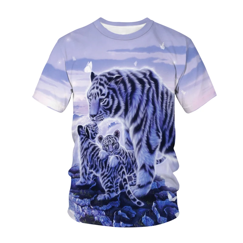 Funny Printing T-shirt Animal Tiger Cat 3D Printed Kids T Shirt  Fashion Casual Cartoons T-shirt Boys Girls Children\'s clothing