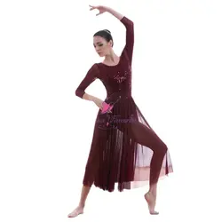 Dance Favourite Dance Costumes 18704  Burgundy Sequin Lace Bodice Dance Costumes Ballet Dress Lyrical & Contemporary Dress