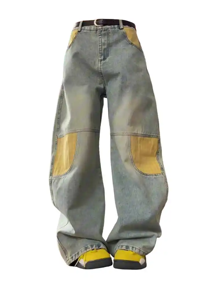 Women's Blue Baggy Y2k Oversize Jeans Japanese 2000s Hip Hop Wide Leg Jean Pants Vintage Harajuku Denim Trousers Autumn Clothes