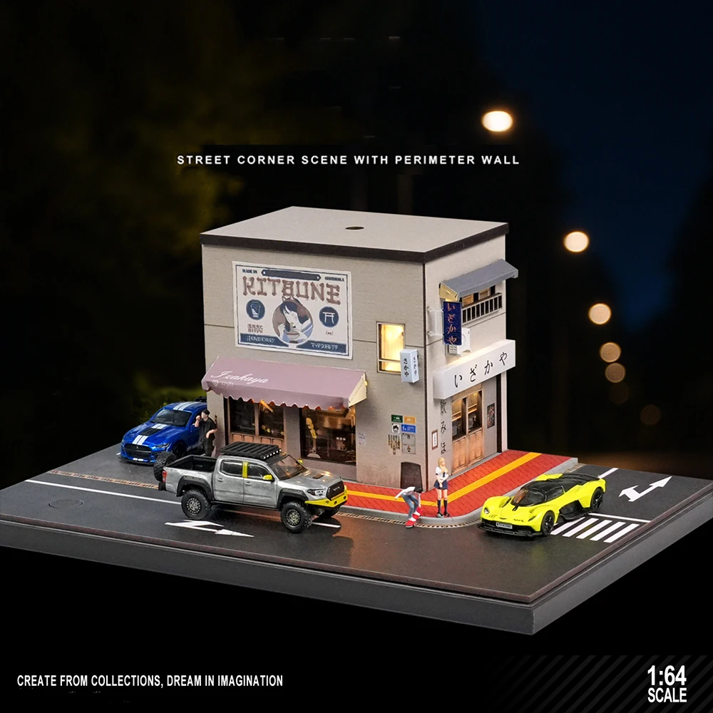 

1:64 Japanese Izakaya and Bookstore Parking Lot Model Miniature Scene Simulation Assembly DIY House Three-dimensional Display
