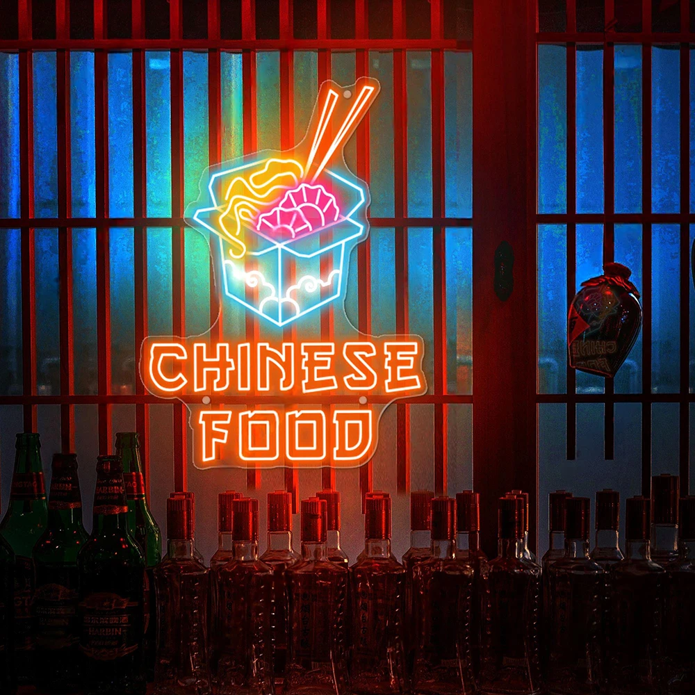 

Chinese Food Neon Sign Ramen Bowl Neon for Restaurant Home Bar Decor Kitchen Chinese Food Shop Wok Box Custom LED Light Sign