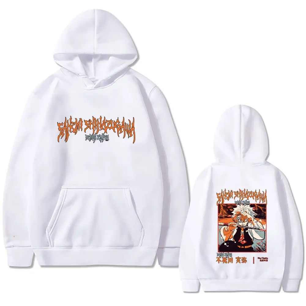 Anime Demon Slayer Shinazugawa Sanemi Graphic Hoodie Men Women High Quality Fleece Cotton Hoodies Male Vintage Hooded Sweatshirt