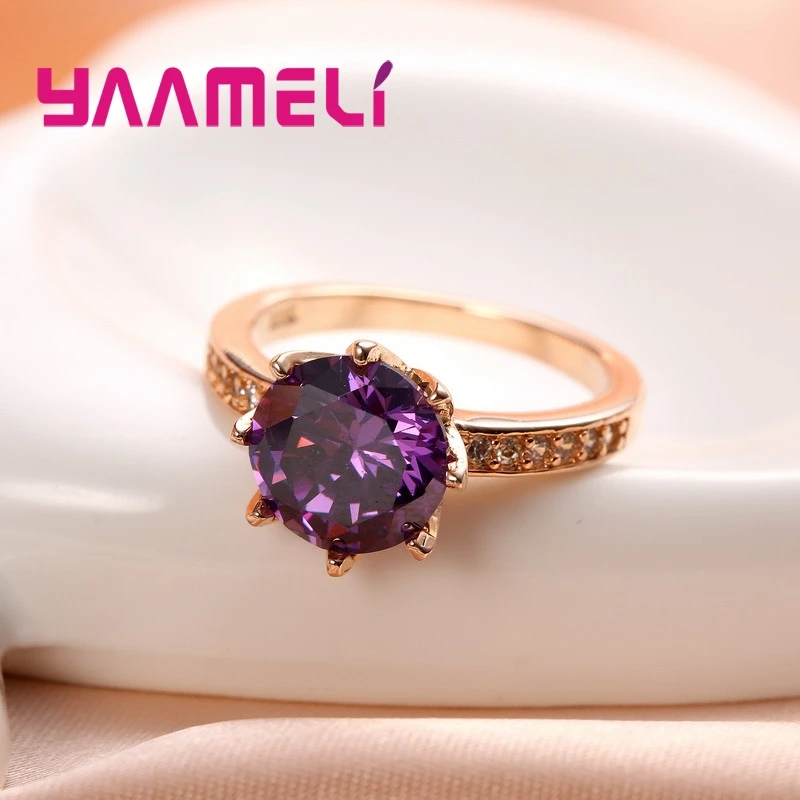 New Fashion Fine Genuine 925 Sterling Silver CZ Stone Rings for Men Women Cubic Zircon Wedding Engagement Jewelry 7 Colors