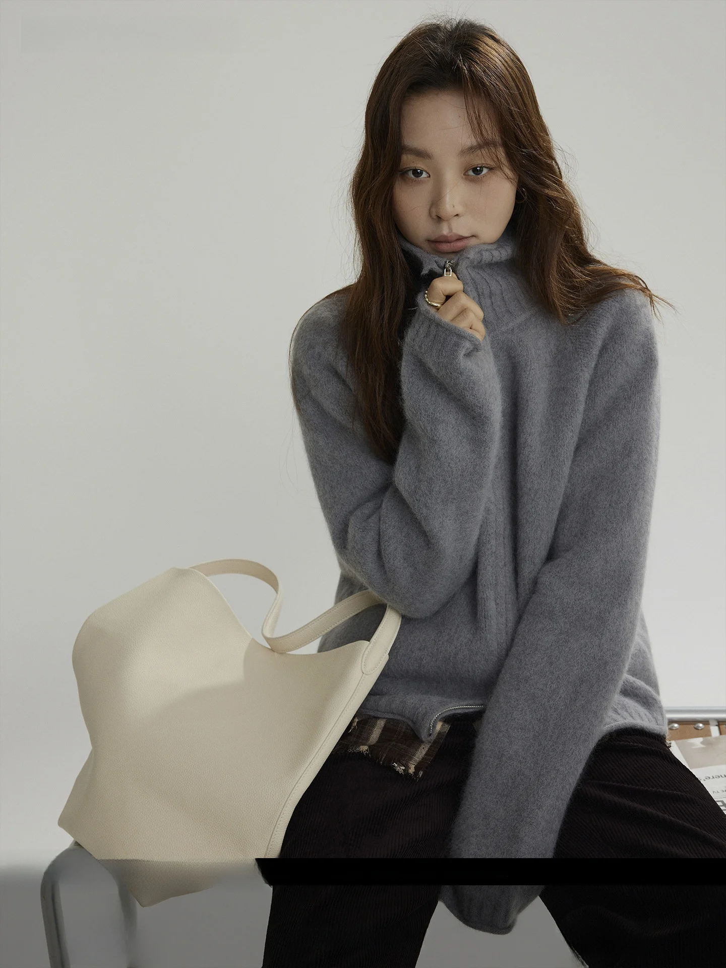 

Joli Choose Knitted Open Cardigan Women's Faionable Simple Sle Long Sve Zipper Collar Sweater Casual Sle Autumn New