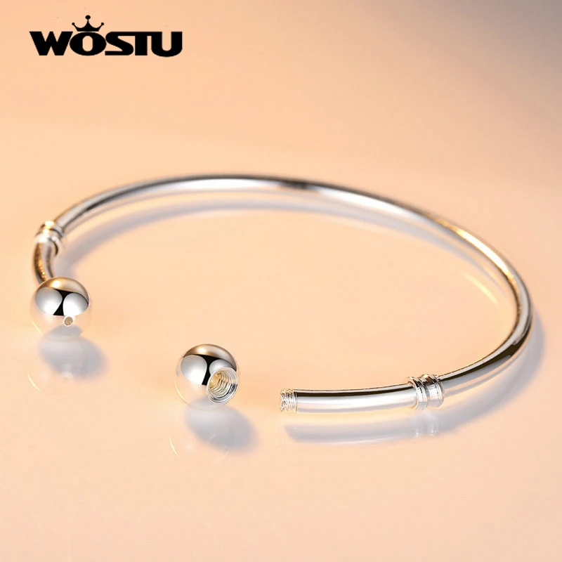 WOSTU Hot Sale Love Chain Bracelets Fit Original DIY Charm Beads Bracelet Alloy Jewelry Gift for Men Women 16-21cm Adjustable