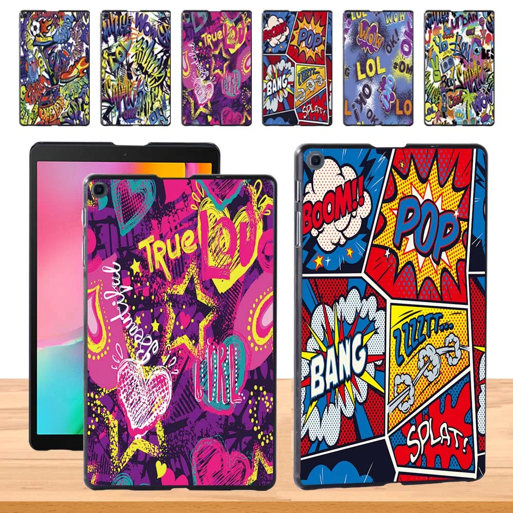 Hard Shell Case Cover for Samsung Galaxy Tab A 8.0 (2019) T290 T295 Graffiti Art Pattern Slim Tablet Shell Case + Free Stylus