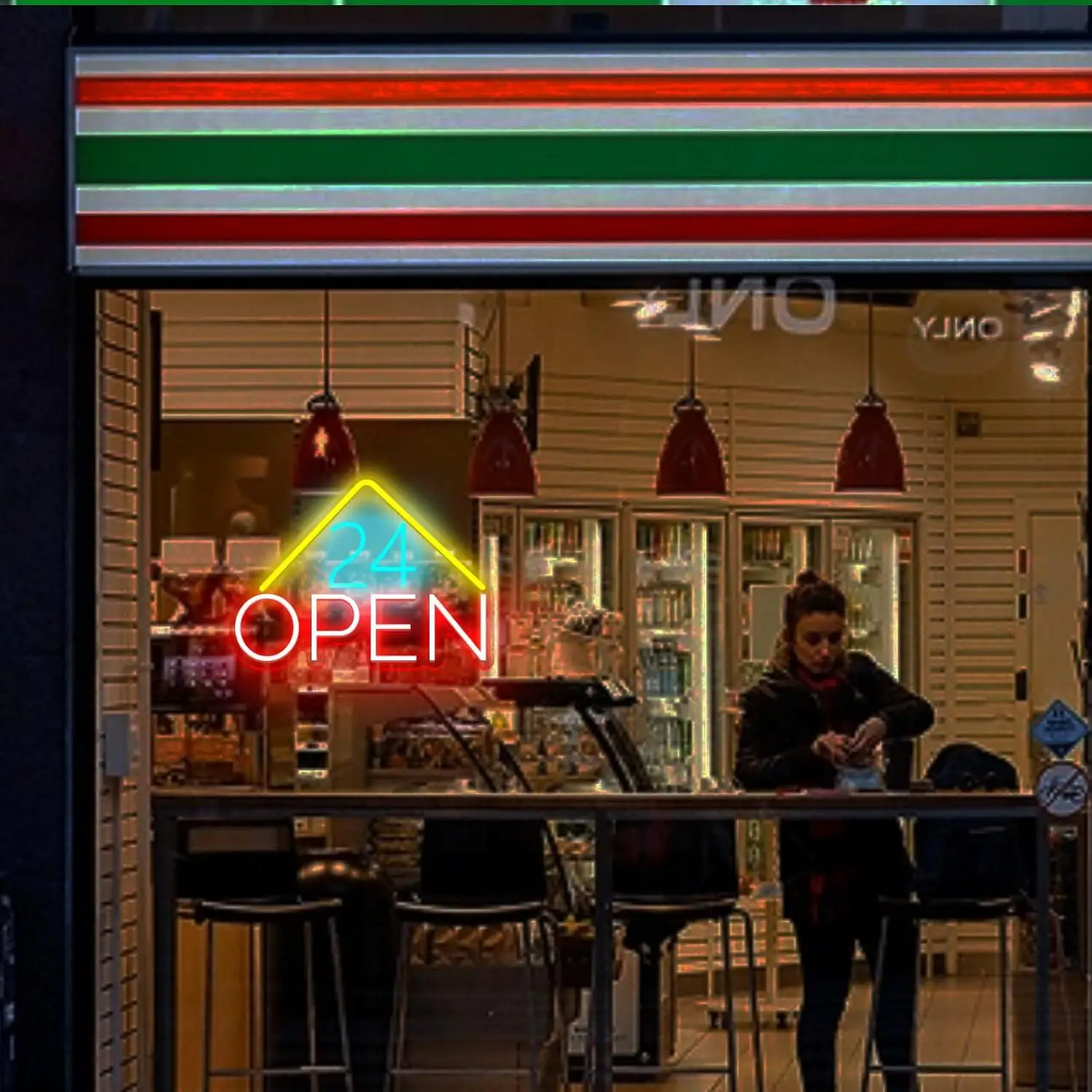 24 Open Neon Sign Dimmable LED Light For Convenience Store Coffee Shop Bar Hotel Salon Front Window Wall Decor Signboard Light