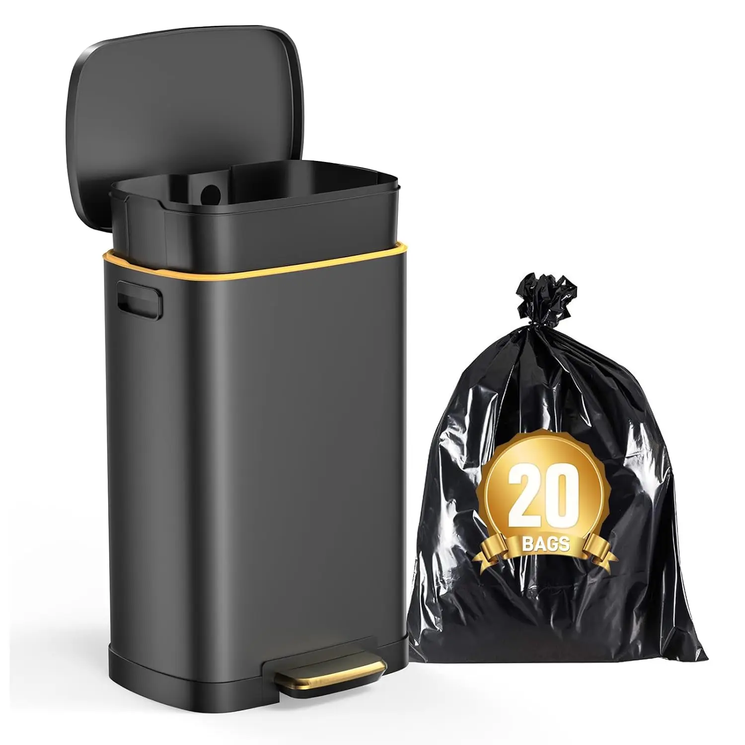 

Outdoor Dog Poop Trash Can (13 Gal/50L) - Waterproof Stainless Steel Step Dog Waste Container with Odor-Locking Lid, Customized