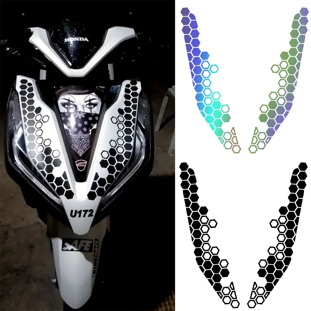 Honeycomb Bee Vinyl Adesivo para Motor Front Face Decor, Decalque impermeável legal, Quadrados de motocicleta Adesivos