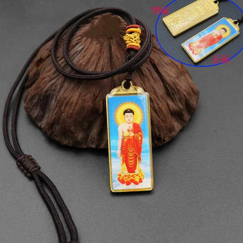 Exquisite Amitabha Buddha statue hanging decoration Buddha plaque safety amulet Feng Shui Auspicious Buddhist Supplies