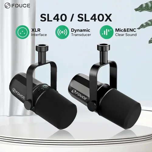 Imagen 1 del producto FDUCE Micrófono dinámico SL40X/SL40 Auriculares integrados de metal Aislamiento acústico de salida para podcasts, transmisión en vivo y juegos