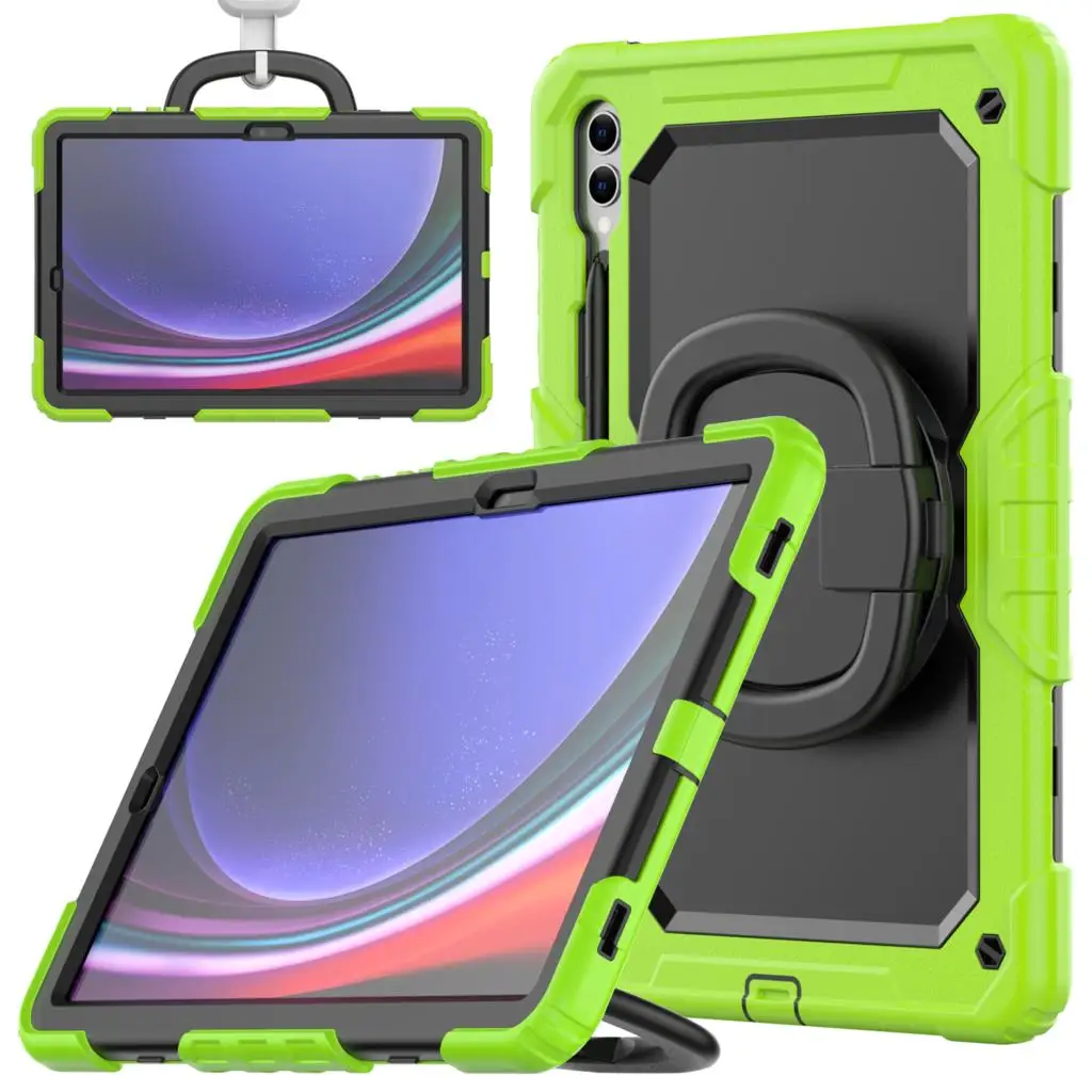 

Чехол для Samsung Galaxy Tab S9 SM-X710 S9 Ultra SM-X910 S9 Plus SM-X810 X816 Armor Shokcproof Handle Grip Kickstand Cover Funda