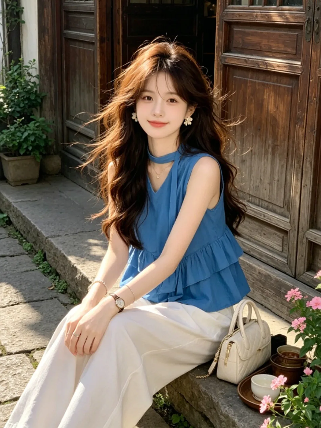 

Gentle Wind Unique Super Beautiful Casual Pants Two-Piece Set Anti-Aging Whole Set Summer 2026 Comfortable V-Neck Sleeveless