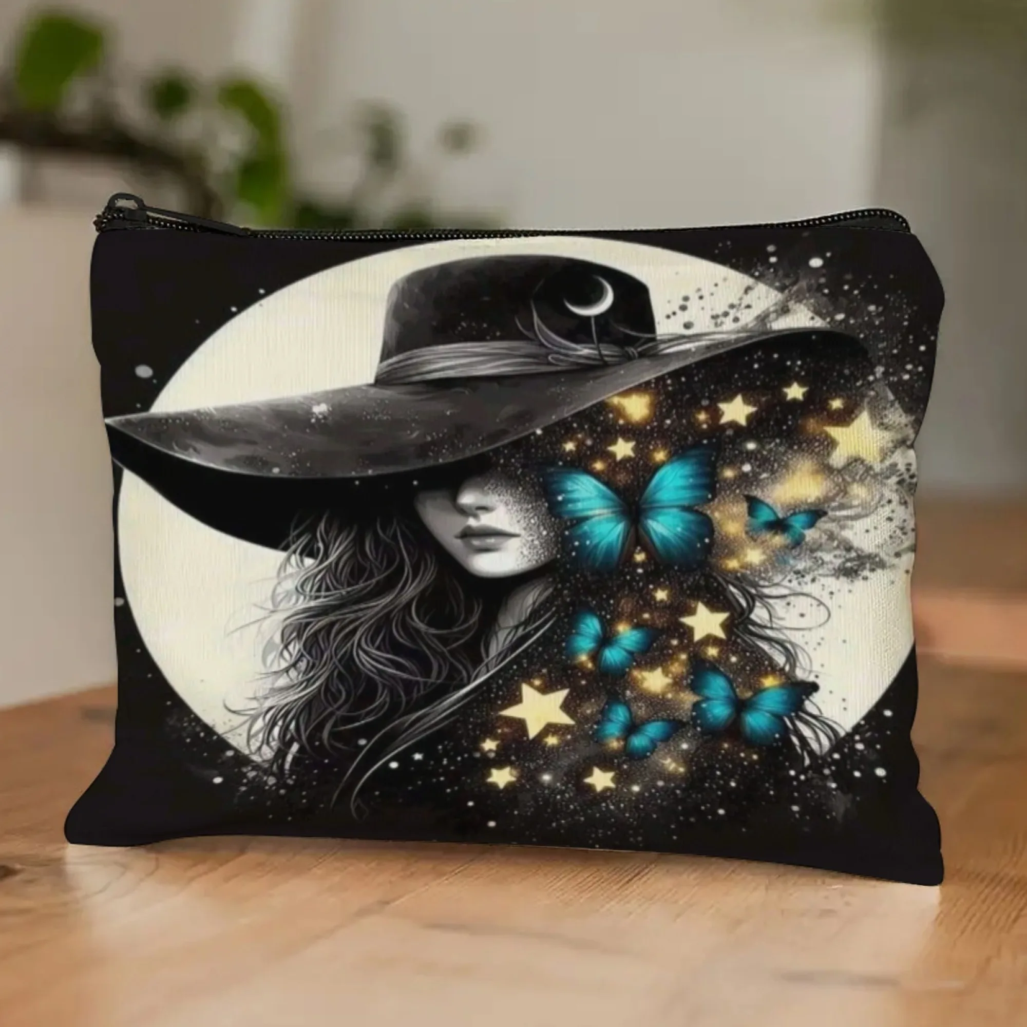 

Креативная косметичка с волшебной ведьмой и бабочками, сумка для хранения, кошельки для женщин, большой вместительный органайзер на молнии для макияжа, клатч для хранения