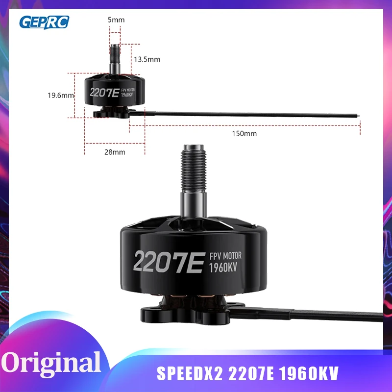 

GEPRC SPEEDX2 2207E 1960KV Двигатель 6S LiPo Высокая мощность Совместимость с рассеиванием тепла ESC 50A Подходит для 4-5-дюймового FPV RC Drone