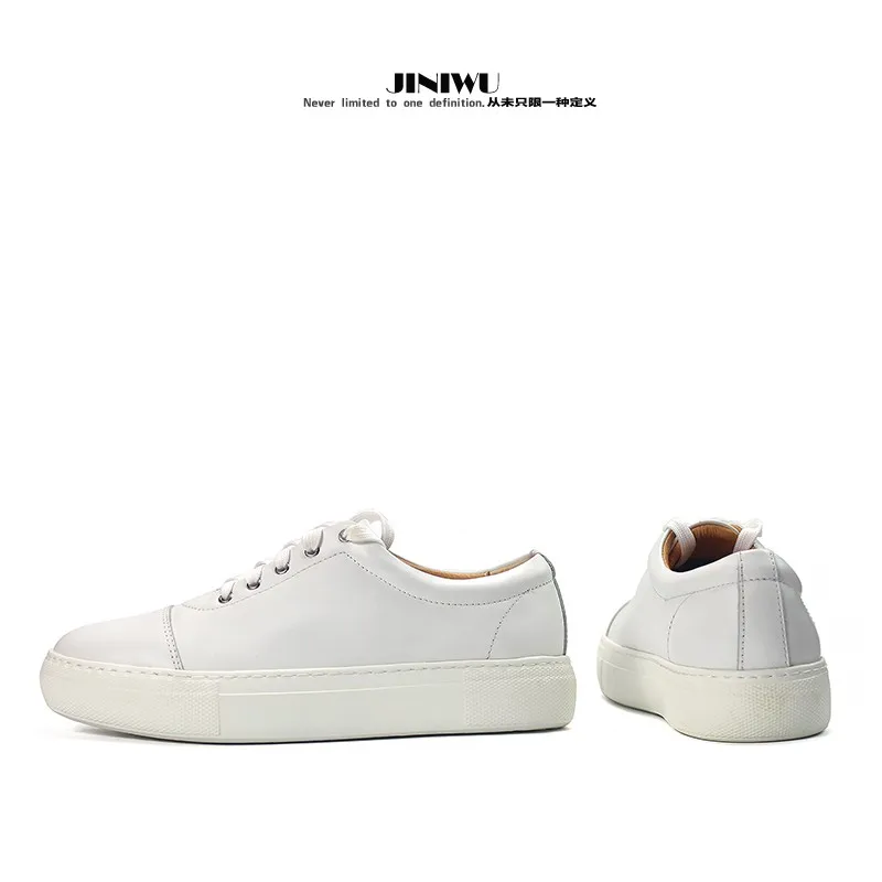 JINIWU 2026 Autumn Winter Men White Shoes Three Joint White Skate Shoes Cowhide Simple Versatile Casual Sneakers