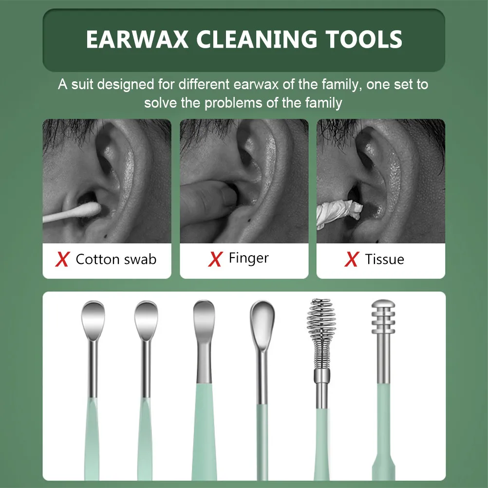2Sets Premium Earwax Cleaning Kit Stainless Steel Multi-Function Ear Picker Portable Wax Remover for Home Travel