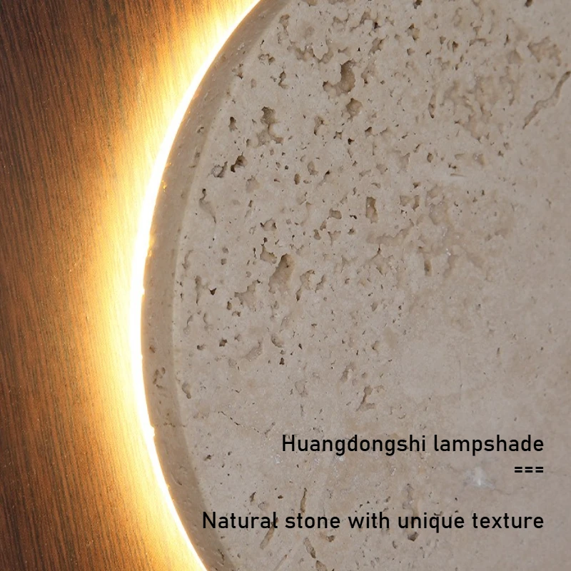 Japanese Retro Wall Light Circular Yellow Cave Stone Design LED Lamp for Living Room Decoration Bedroom Bedside Lighting Fixture