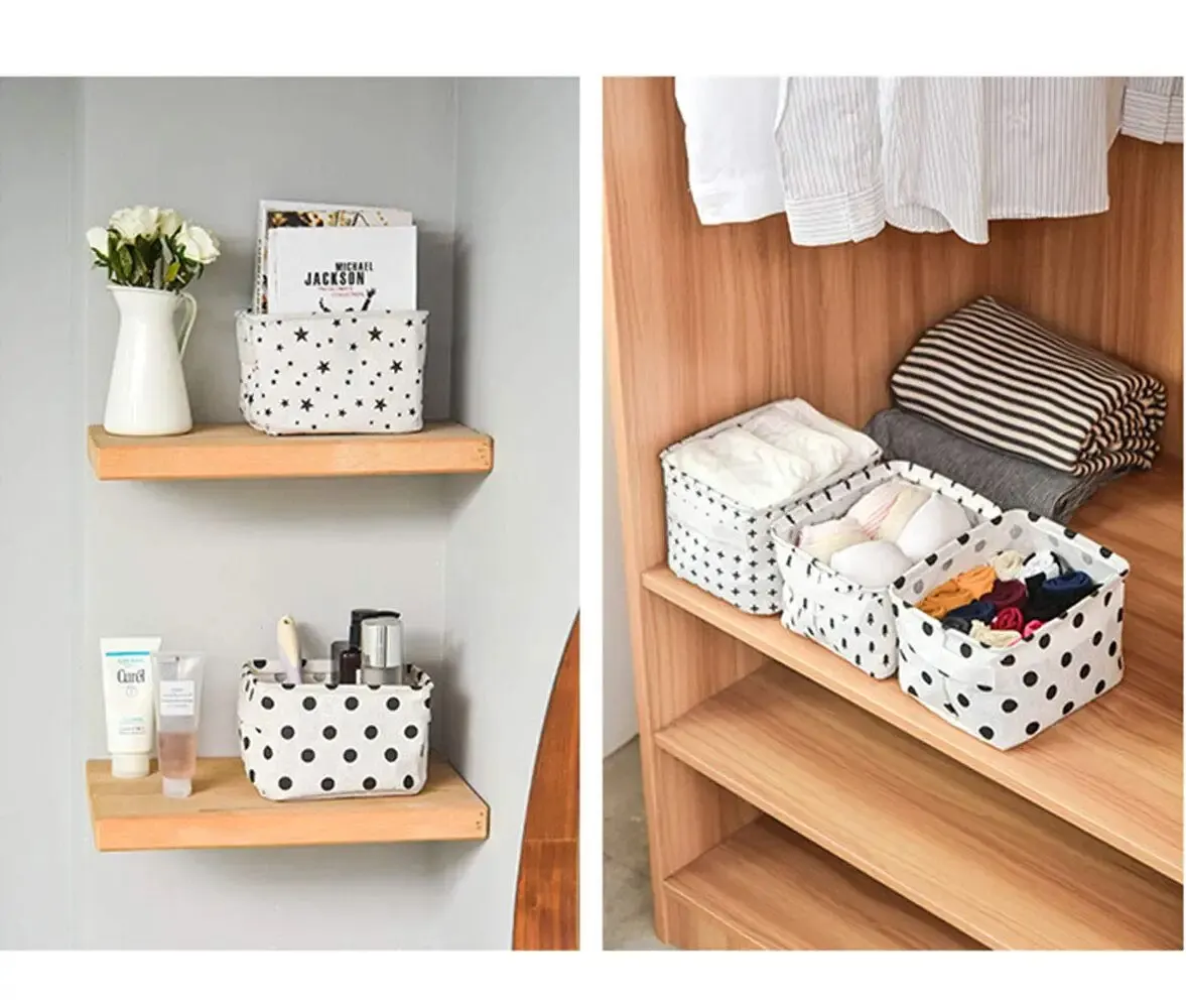 2pcs Oxford Cute Printing Foldable Storage Baskets Bins Clothes Desktop Mini Boxes Organizers Makeup Book Baby Toy CD