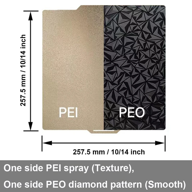 3D Printer PEO PEI Build Plate For Bambu-Lab X1/X1C/X1E/P1P/P1S/A1, 257X257mm Double Sided PEO+PEI Spring Steel Plate